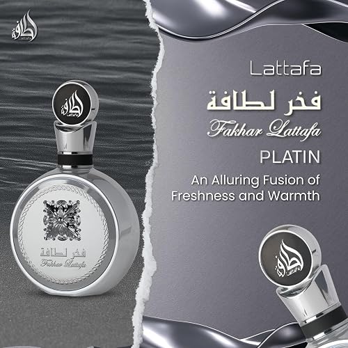 Lattafa Fakhar Platin – Citrus, Spicy, Aromatic, Woody – Eau de Parfum Spray Long-Lasting Fragrance for Unisex, 3.4 Ounce / 100 ml