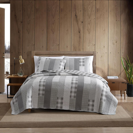 Eddie Bauer - Juego de edredón King de algodón, Reversible con Fundas a Juego, decoración del hogar para Todas Las Estaciones (Gris Fairview), tamaño King