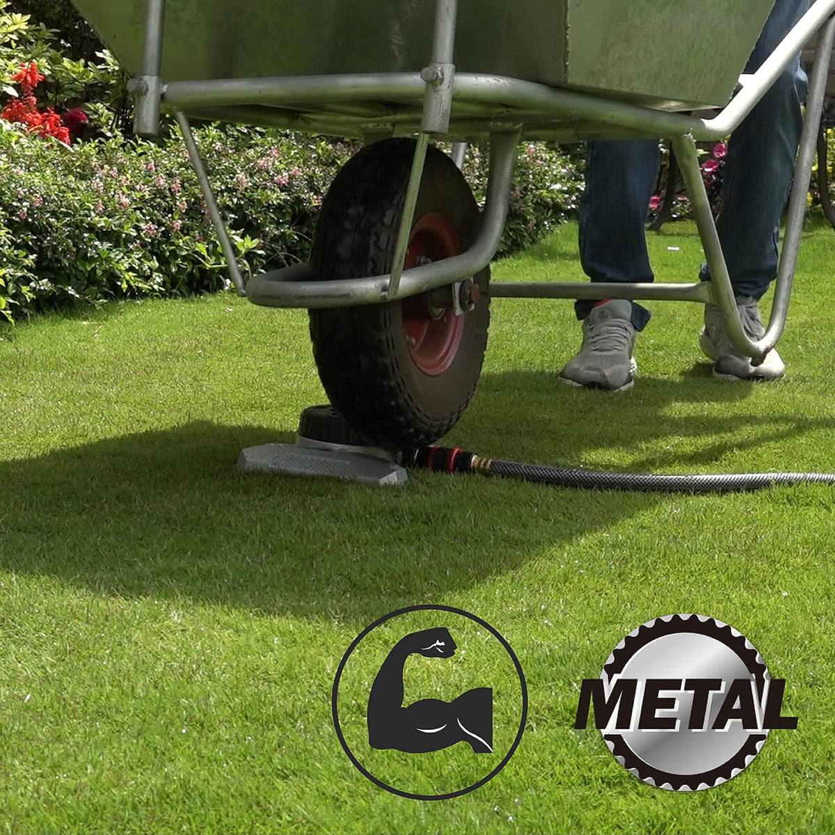 Eden 94128 9-Pattern Turret Lawn Sprinkler W/Quick Connect Starter Set, Heavy Duty Metal Base