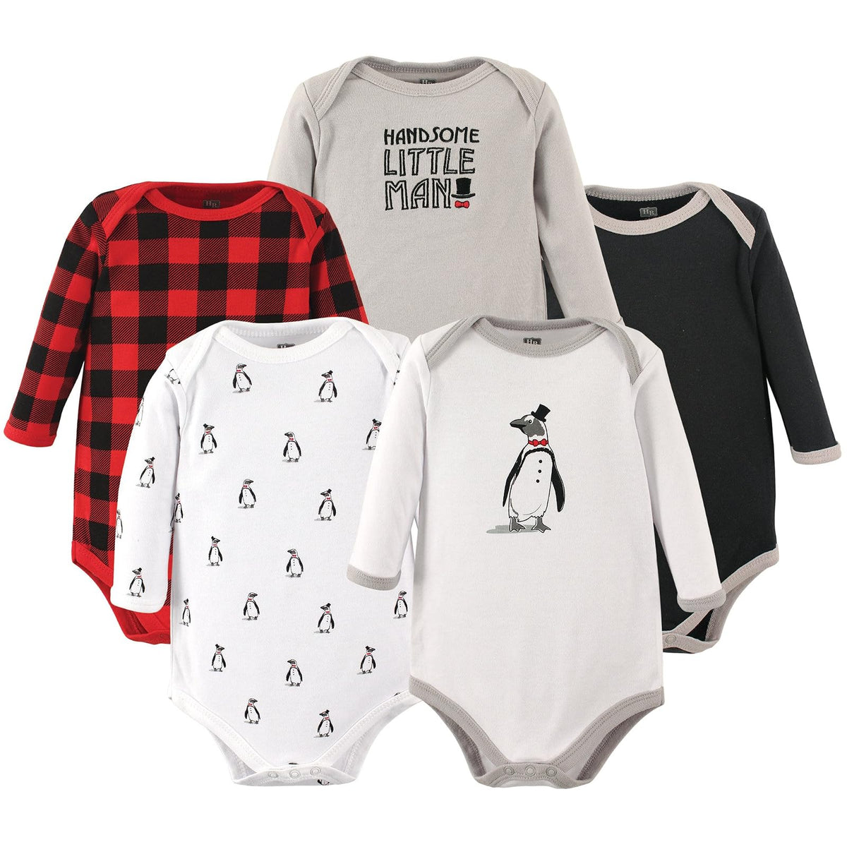 Hudson Baby Paquete de 5 Bodies de Manga Larga para Niña - Pingüino - 18-24 Meses