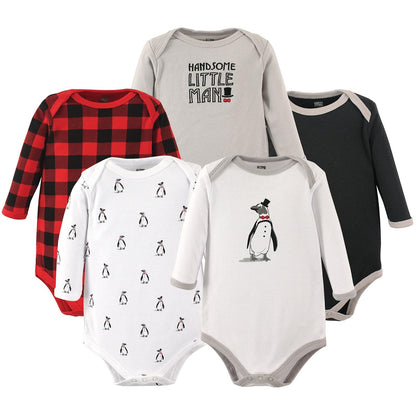 Hudson Baby Paquete de 5 Bodies de Manga Larga para Niña - Pingüino - 18-24 Meses