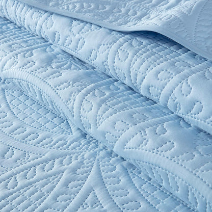 Chezmoi Collection Austin - Juego de Colcha de 3 Piezas (Queen, Azul Cambray)