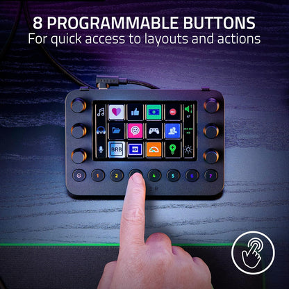 Razer Stream Controller - Keypad Todo en Uno para transmisión – 12 teclas de conmutación háptica – 6 diales analógicos táctiles – 8 botones programables