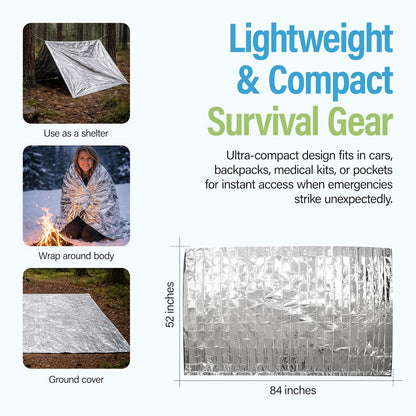 Primacare CB-6841-CS Emergency Foil Mylar Thermal Blanket, 82" Length x 54" Width (Pack of 10)