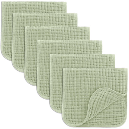 Comfy Cubs Paños de Muselina para Eructar, 100% Algodón, 6 Capas Absorbentes - Sage - 6-Pack 20"X10"