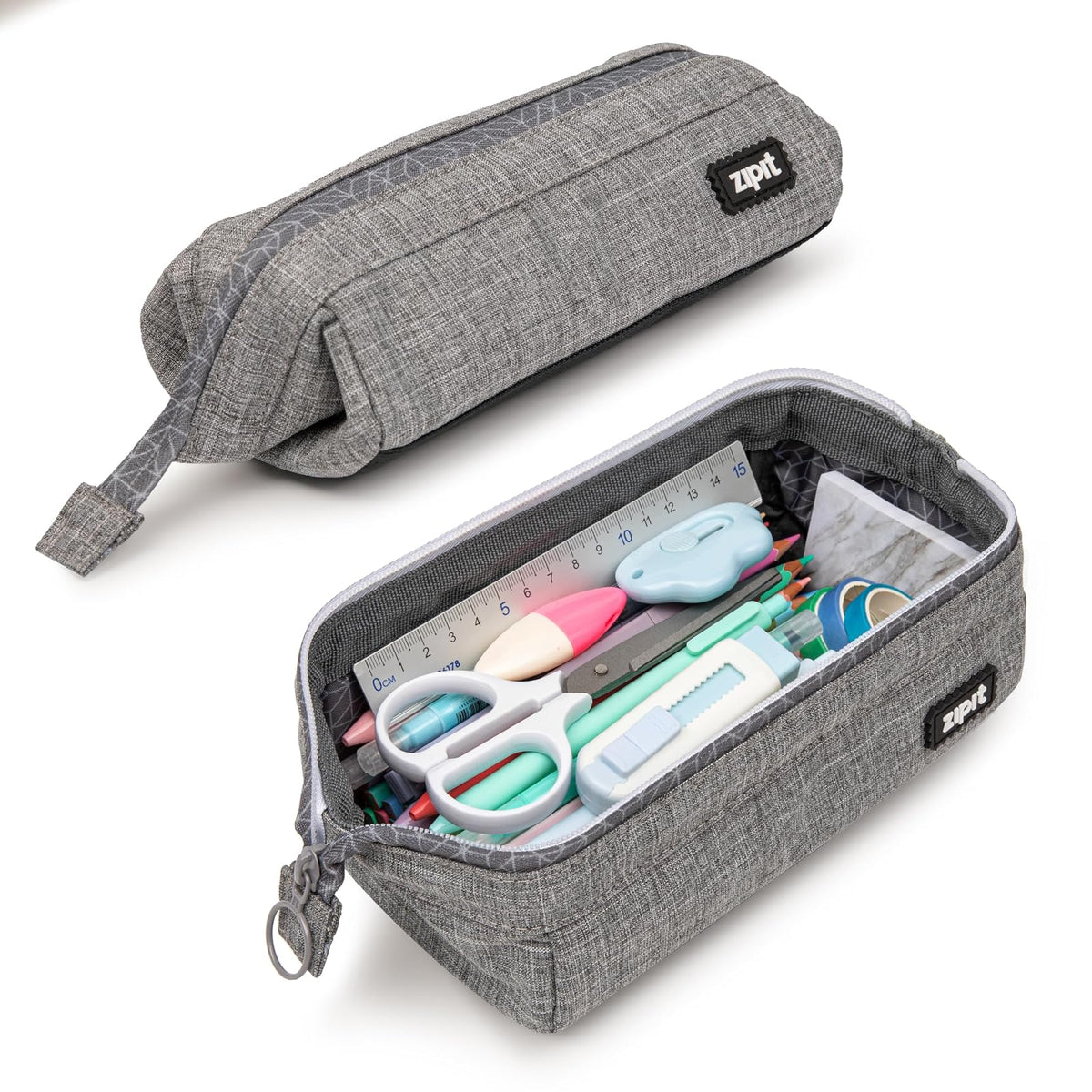 ZIPIT Estuche para Lápices Panel Transparente, Gran Capacidad - Gris