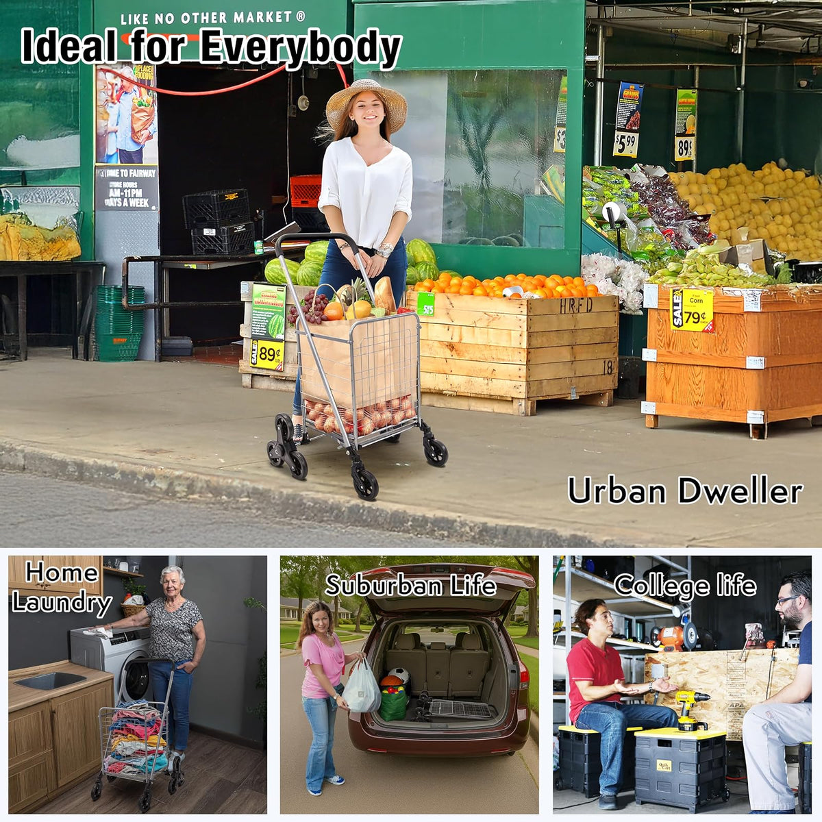 dbest Products - Cesta Plegable para Ropa Sucia con Ruedas, Plegable, compacta, Ligera, Color Plateado