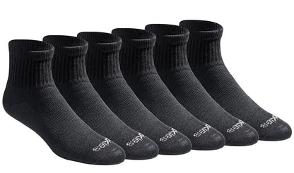 Dickies Calcetines Dri-Tech Control de Humedad para Hombre - M - Negro Sólido (6 Pares)