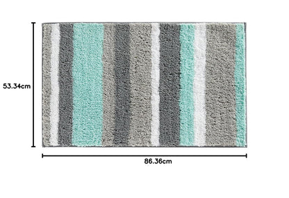 InterDesign Stripz Alfombra de Microfibra, para baño, 86.36 cm x 53.34 cm, Color Menta/Gris