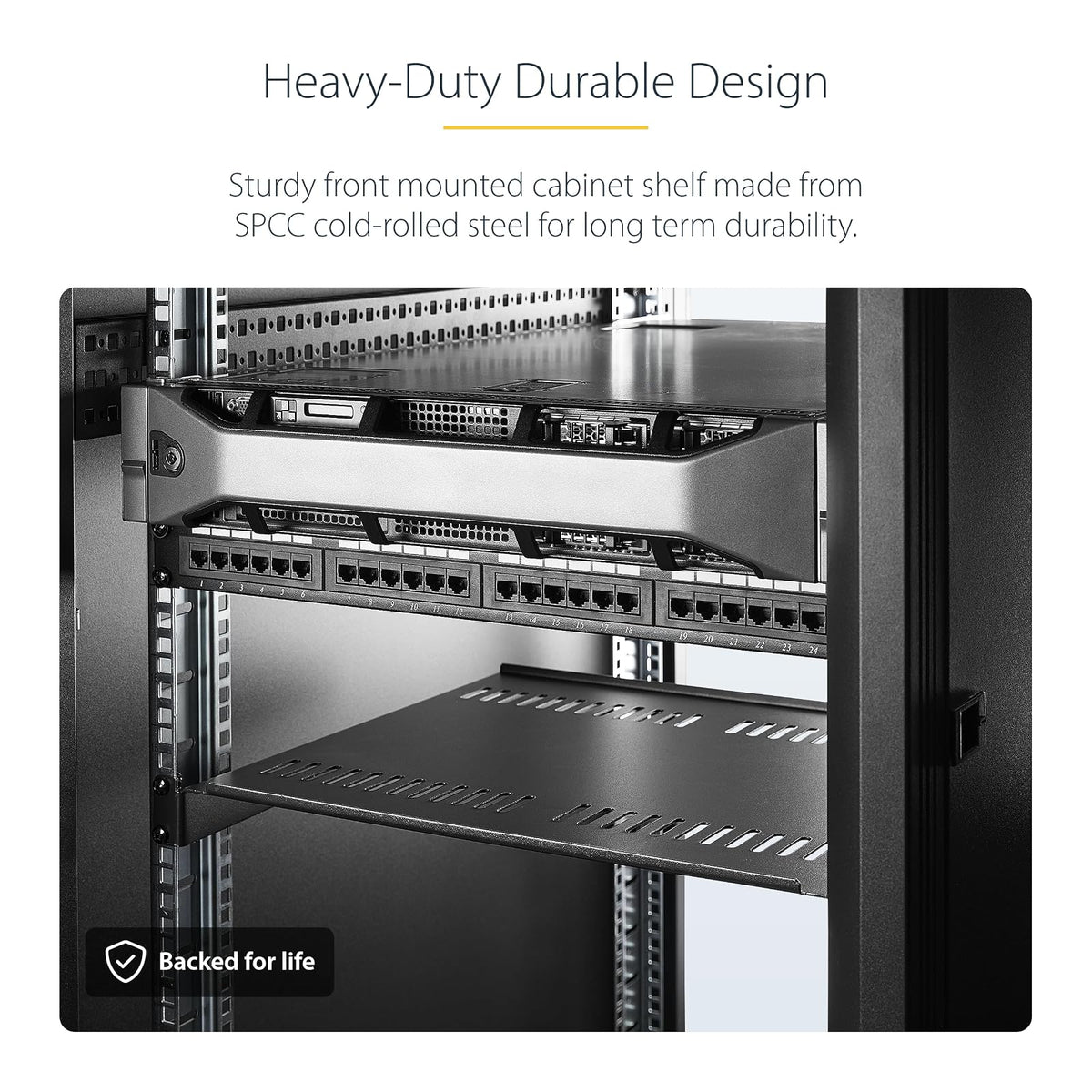 StarTech.com Estante para Rack de 1U para servidores - Bandeja Universal con ventilación para Rack y gabinete de Equipos de Red de 19 Pulgadas - Diseño Duradero - Capacidad de Peso de 25 kg - 12