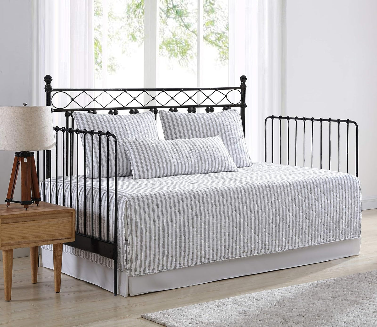 Stone Cottage - Juego de Cama de algodón Reversible con Fundas a Juego y Almohada Decorativa, prelavada para Mayor suavidad (Gris Willow Way, Daybed)