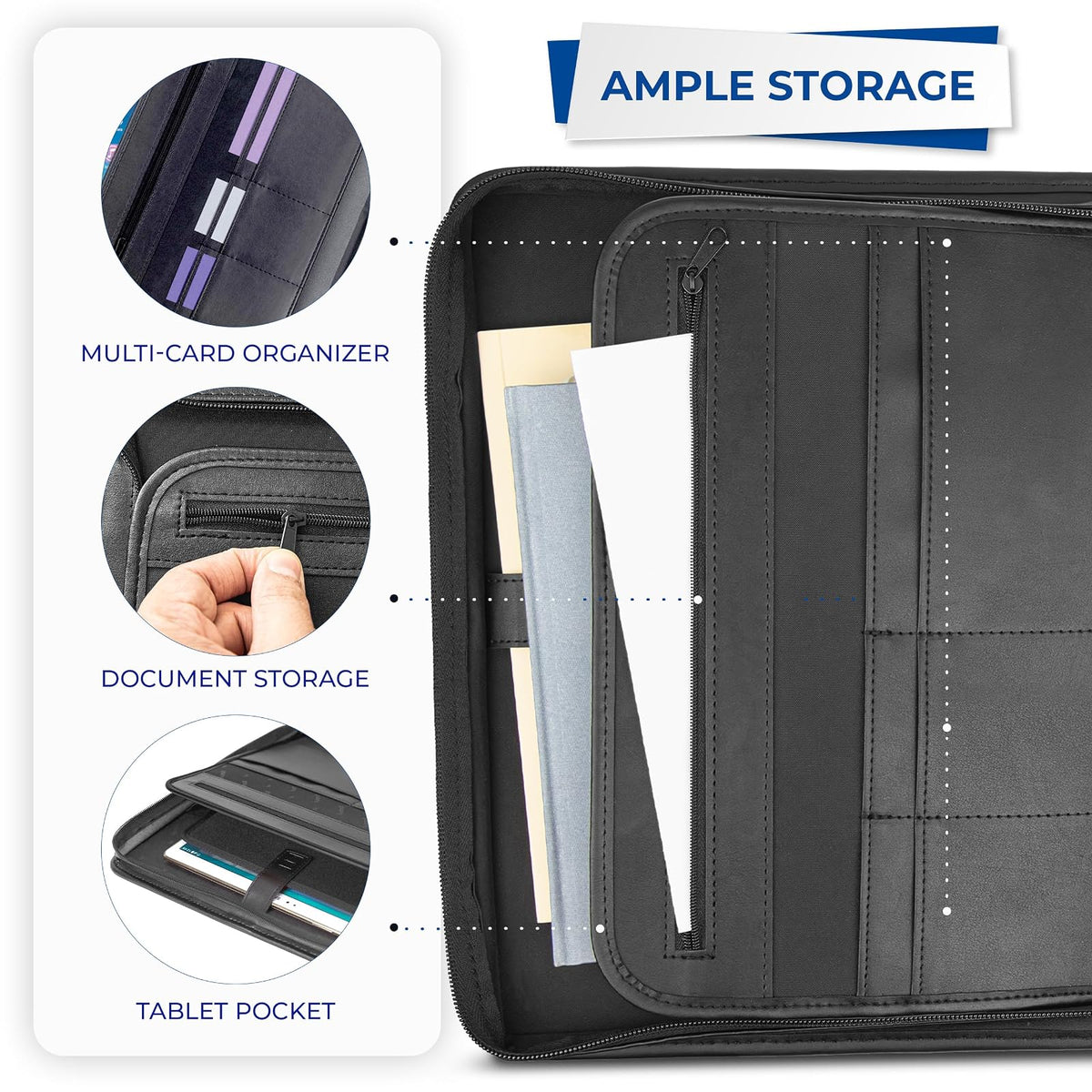 Samsill Padfolio Profesional Con Portapapeles, Carpeta de Anillos 0.5 Pulgadas y Funda Tablet 10.1