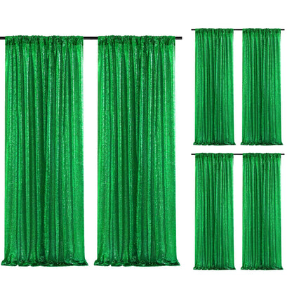 Cortinas de telón de Fondo de Lentejuelas Verdes 6 Piezas de 2 x 8 pies con Purpurina para decoración de Navidad, decoración de Fiesta, Tartas, telón de Fondo de Mesa
