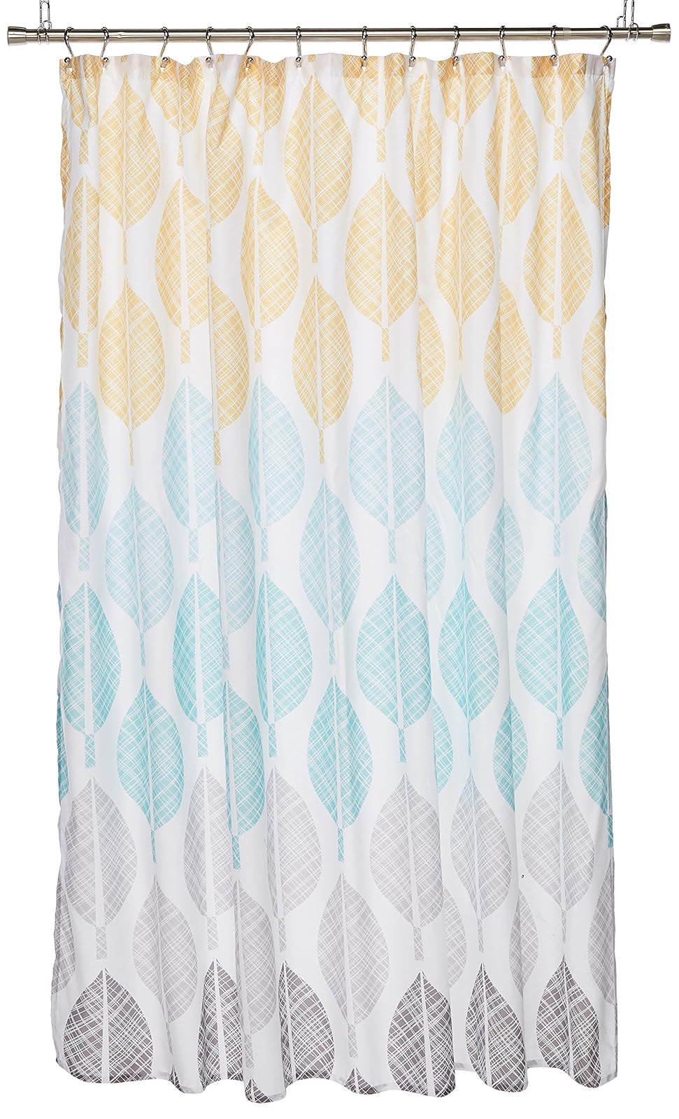 Madison Park Essentials Central Park Design - Cortinas de Ducha Modernas, botánicas, Casuales, para baño, 72 x 72 cm, Color Amarillo/Aguamarina, 72 x 72 cm