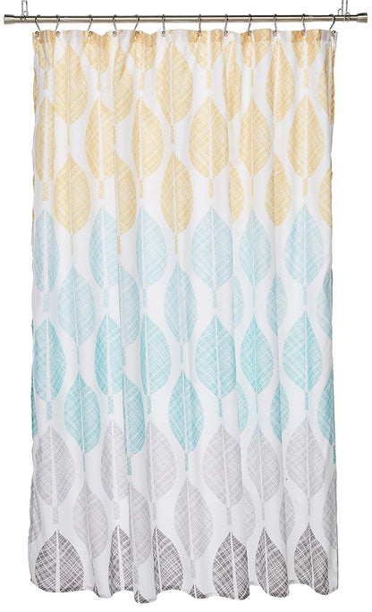 Madison Park Essentials Central Park Design - Cortinas de Ducha Modernas, botánicas, Casuales, para baño, 72 x 72 cm, Color Amarillo/Aguamarina, 72 x 72 cm