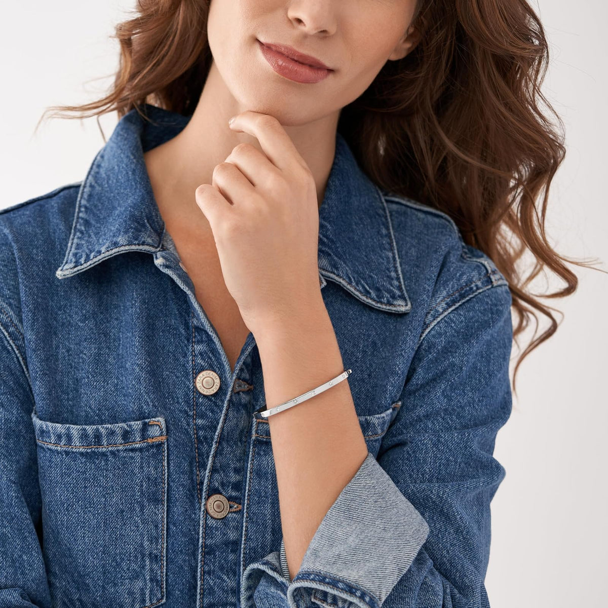 Pulsera de Cadena de Plata de Ley o Acero Inoxidable en Tono Plateado para Mujer de Fossil