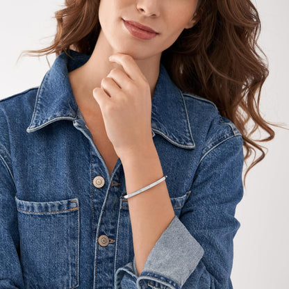 Pulsera de Cadena de Plata de Ley o Acero Inoxidable en Tono Plateado para Mujer de Fossil