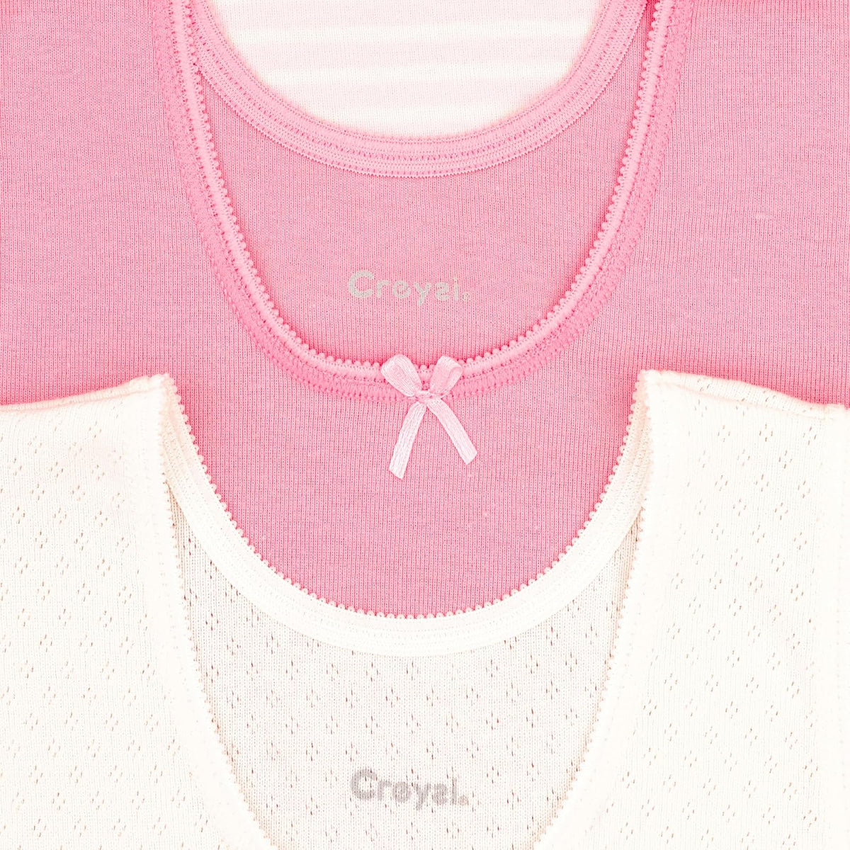 Baby Creysi Paquete de 3 Camisetas Sin Manga para Niña de Algodón con Tejido Calado