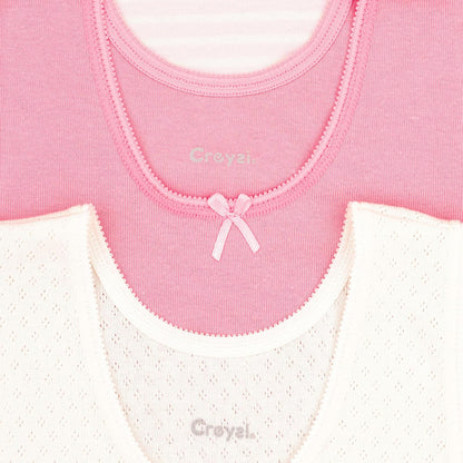 Baby Creysi Paquete de 3 Camisetas Sin Manga para Niña de Algodón con Tejido Calado