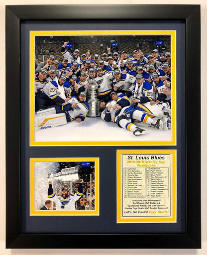 NHL Unisex NHL St. Louis Blues 2018-2019 Stanley Cup Champions marco doble mate fotos, NHL St. Louis Blues 2018-2019 Stanley Cup Campeones enmarcado doble mate fotos, Posado., 30.48 cm x 38.1 cm