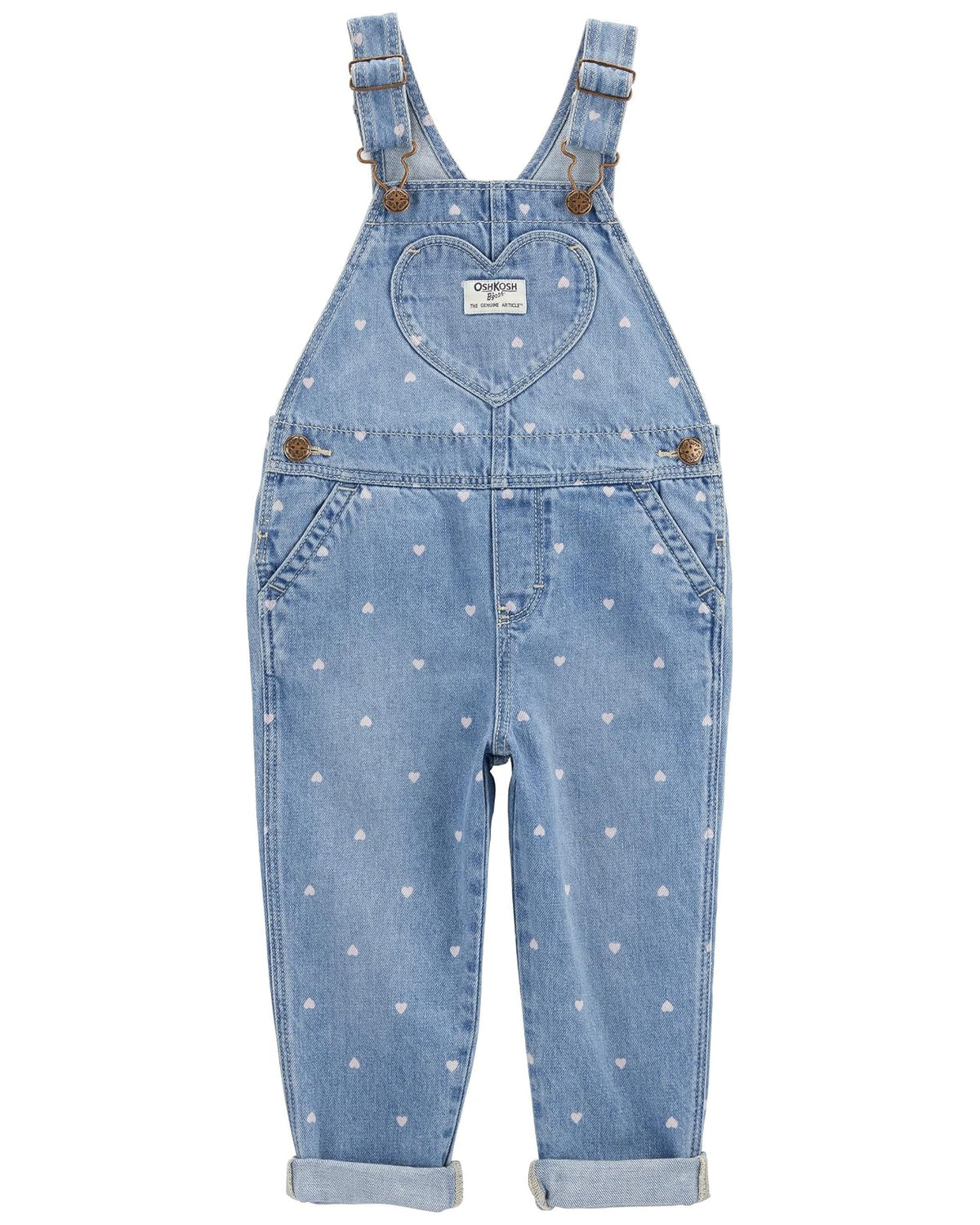 OshKosh B'Gosh Overol de Mezclilla de Punto para Niña - 9 Meses - Corazón azul