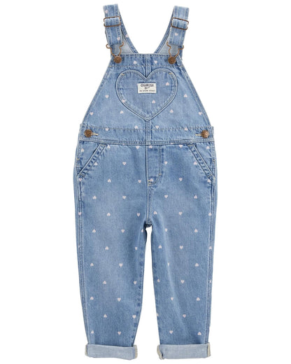OshKosh B'Gosh Overol de Mezclilla de Punto para Niña - 9 Meses - Corazón azul
