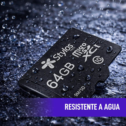 Memoria Micro SD 64GB Clase 10 con Adaptador Negro Stylostech