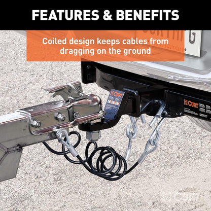 CURT Cables de Seguridad para Remolque con Revestimiento de Nylon 80176, 42", Paquete de 2, Negro