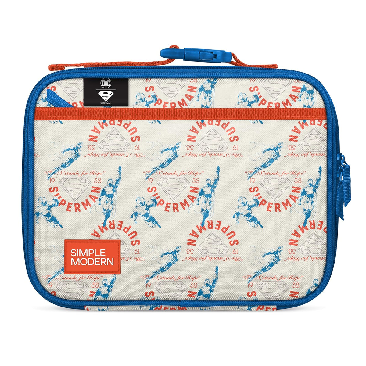 Simple Modern Hadley Lonchera Infantil Reutilizable con Bolsillos, 4 L - Regular - DC: Superman Stand for Hope