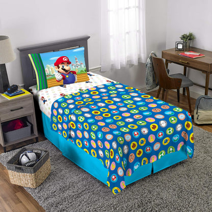 Franco - Juego de sábanas de Microfibra súper Suave, tamaño Individual, Mario