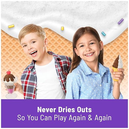 Kinetic Sand con Aroma, Set de Juego Fábrica de Helados y Postres con 3 Colores de Aroma Natural con Aroma y 6 Herramientas para Servir