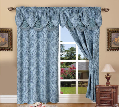 Elegant Comfort Penelopie Set de Cortinas con Cenefa - Azul