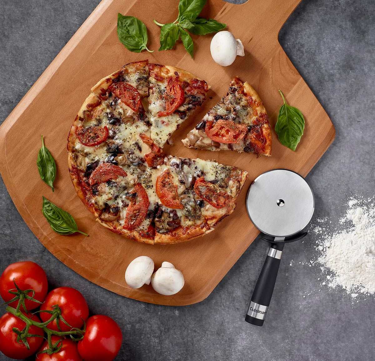 Cuisinart - Cortador de pizza con mango de barril, negro/inoxidable