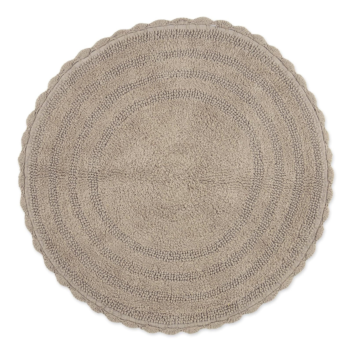 DII Ultra Soft Spa Cotton Crochet Oval Bath Mat or Rug Place in Front of Shower, Vanity, Bath Tub, Sink, and Toilet, 21 x 34" - White - 1'6" (Redondo) - Piedra