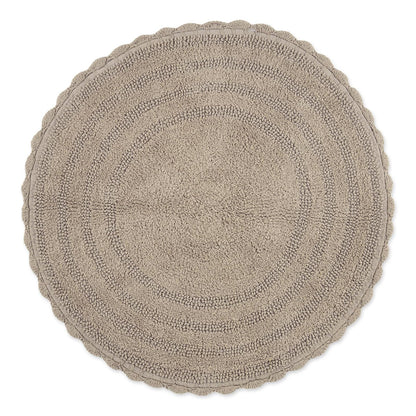 DII Ultra Soft Spa Cotton Crochet Oval Bath Mat or Rug Place in Front of Shower, Vanity, Bath Tub, Sink, and Toilet, 21 x 34" - White - 1'6" (Redondo) - Piedra