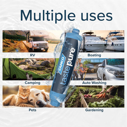 Camco Filtro de Agua Extra Grande: Reduce Mal Sabor, Olor, Sedimentos, Bacterias y Cloro - 1 Unidad - Filtro de Agua Potable para Caravana y Barco - Certificado Sin Plomo - 40019