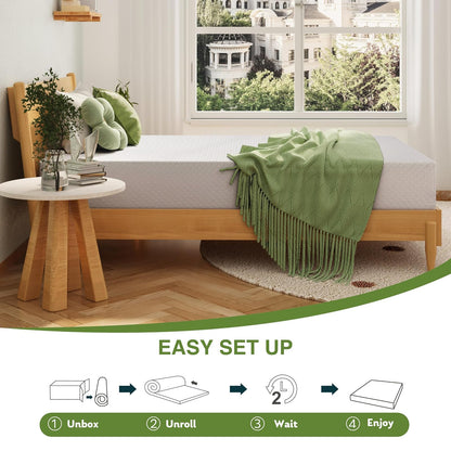EGOHOME Colchón individual de 6 pulgadas para niños, colchón de espuma viscoelástica con gel de té verde refrescante, alivia la presión con soporte medio firme, certificado CertiPUR-US, 75 pulgadas de
