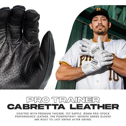 Franklin Sports MLB Guantes de bateo – Infinite Powerstrap béisbol + Softball Guantes de bateo de puño Largo – Guantes de práctica de Jaula para Adultos + jóvenes duraderos – Muñeca Reforzada + Piel
