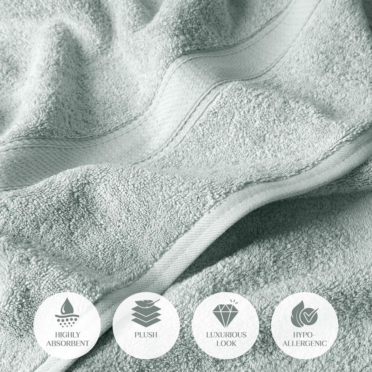 Superior, 900 gram, 100% Premium Long-Staple Combed Cotton 4-Piece Hand Towel Set, Seafoam