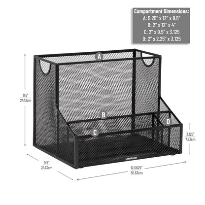 Mind Reader Desktop Organizer, Vertical File Storage, Letter Size, Office, Metal Mesh, 12.15"L x 9.5"W x 9.5"H, Black