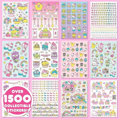 Sanrio Hello Kitty and Friends 1500+ Super Cute Kawaii Stickers, Hello Kitty Chococat My Melody Keroppi Badtz-Maru Pompompurin, Cute Gifts for Kids Teens Girls Adults