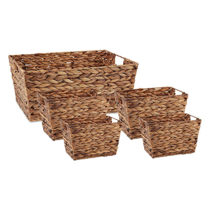 DII Jacinth Collection - Cestas de Almacenamiento, Color café Oscuro, Juego Grande, Varios tamaños, 5 Piezas