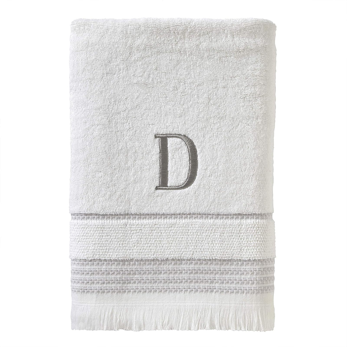 SKL Home - Toalla de baño Casual Monograma, D, 28 x 54 Pulgadas - Toalla de baño, D