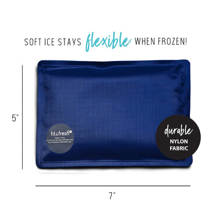 Fit & Fresh Cool Coolers - Paquetes de hielo suaves reutilizables y flexibles, 2 unidades, tela de dibujo azul marino y azul