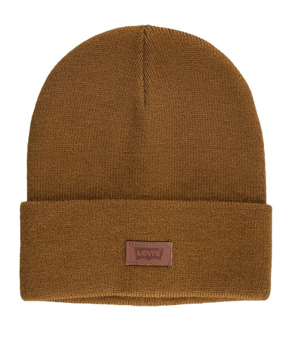 Levi'S All Season Comfy Leather Logo Patch Cuffed Hero Beanie Hat BoinaUnisex Adulto - Talla Única - marrón