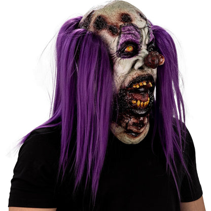 Ghoulish Productions Máscara De Látex Charly Gluttonous Zombie, Accesorio Látex Cosplay Payaso Glotón, Disfraz Aterrador para Halloween y Fiestas Temáticas, Cosplay Bufón Creepy, Diseño Artesanal