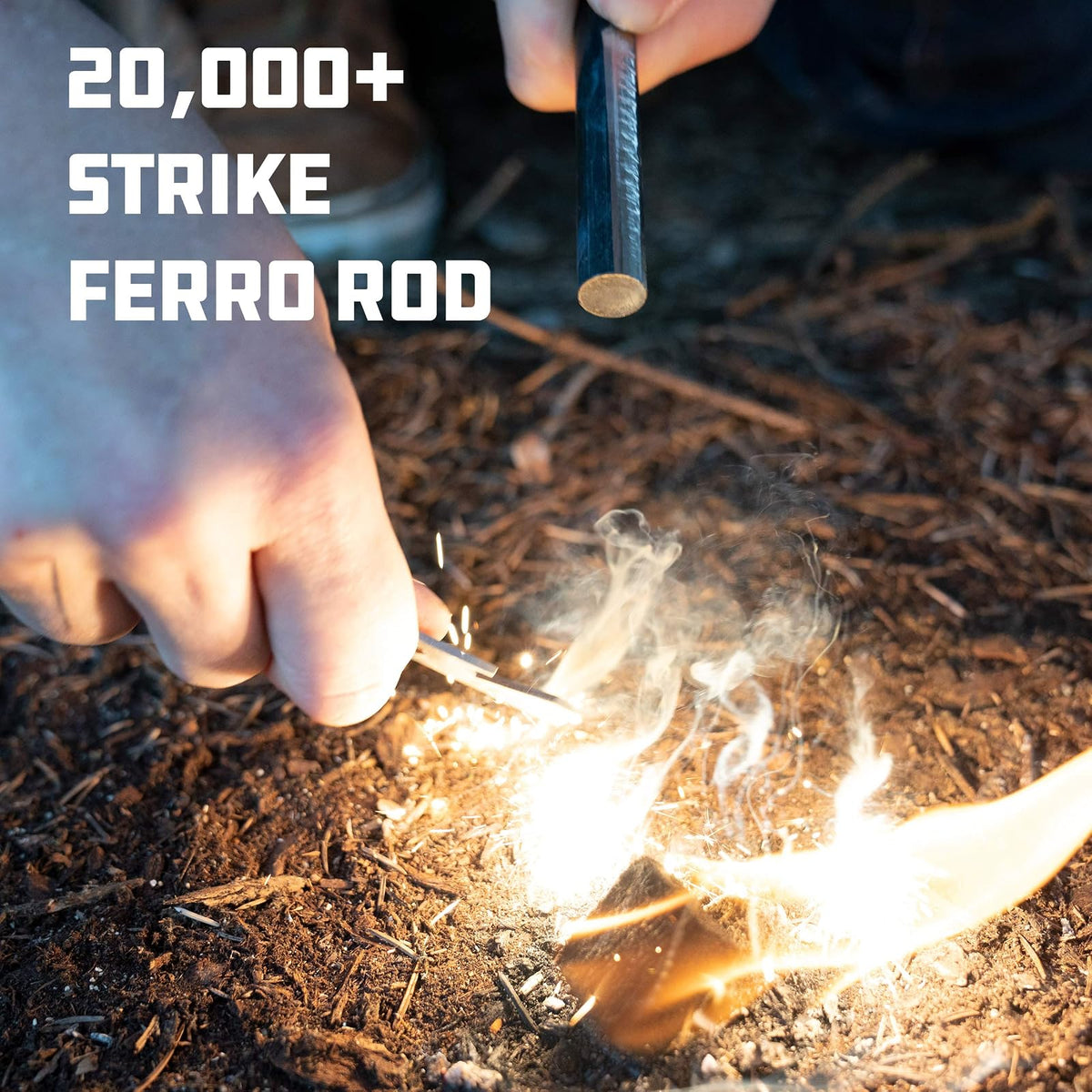 UCO Titan Fire Striker Ferro Rod Herramienta de Supervivencia de Arranque de Fuego con Correa y Multiherramienta, más de 20.000 Golpes