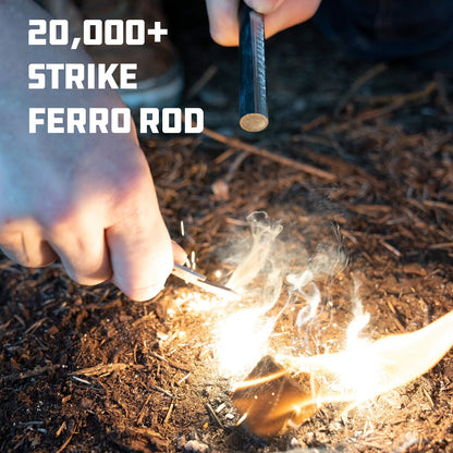 UCO Titan Fire Striker Ferro Rod Herramienta de Supervivencia de Arranque de Fuego con Correa y Multiherramienta, más de 20.000 Golpes