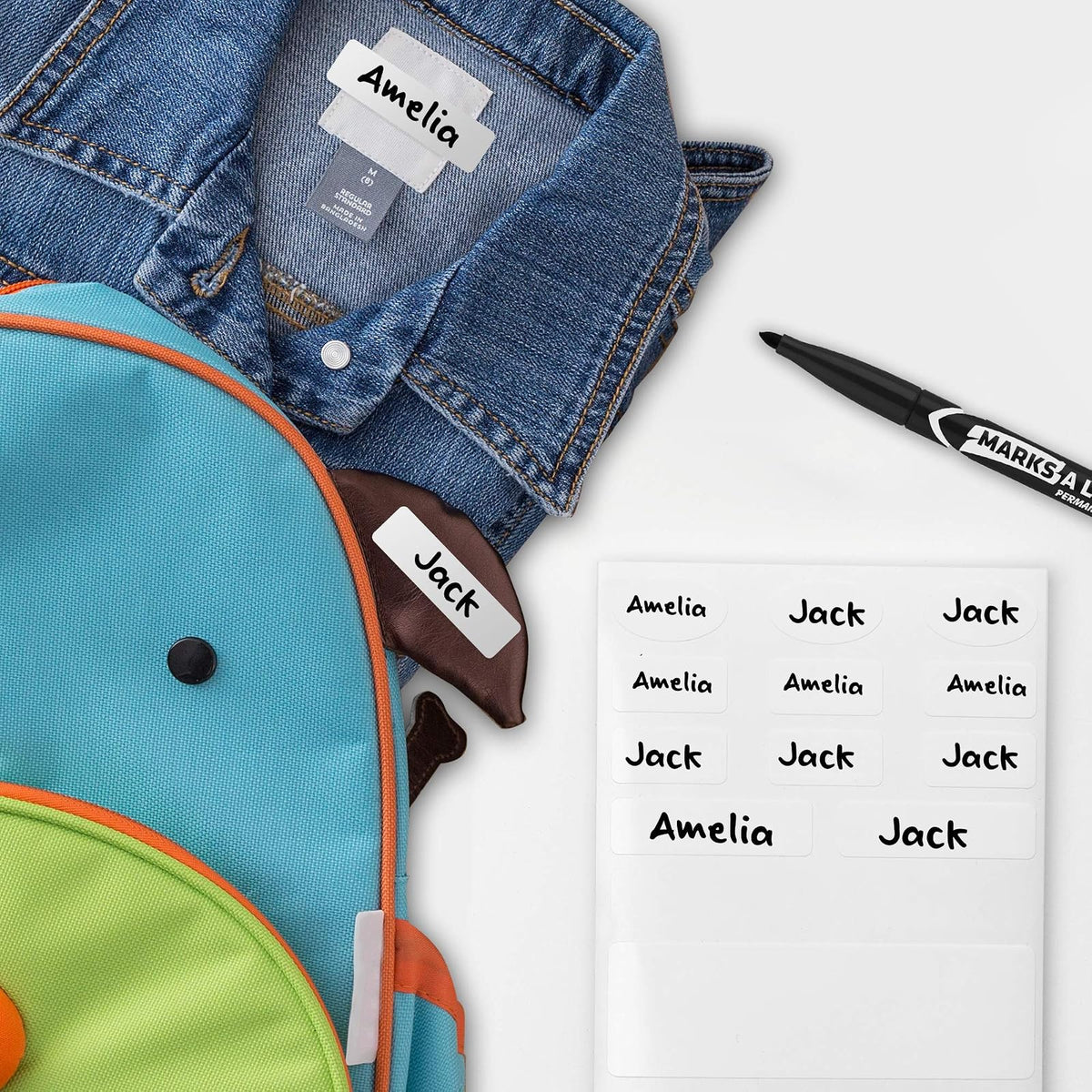 AVERY Etiquetas de ropa para niños, sin planchar, aptas para lavadora y secadora, formas y tamaños surtidos, (paquete de 2) 90 etiquetas (40700)