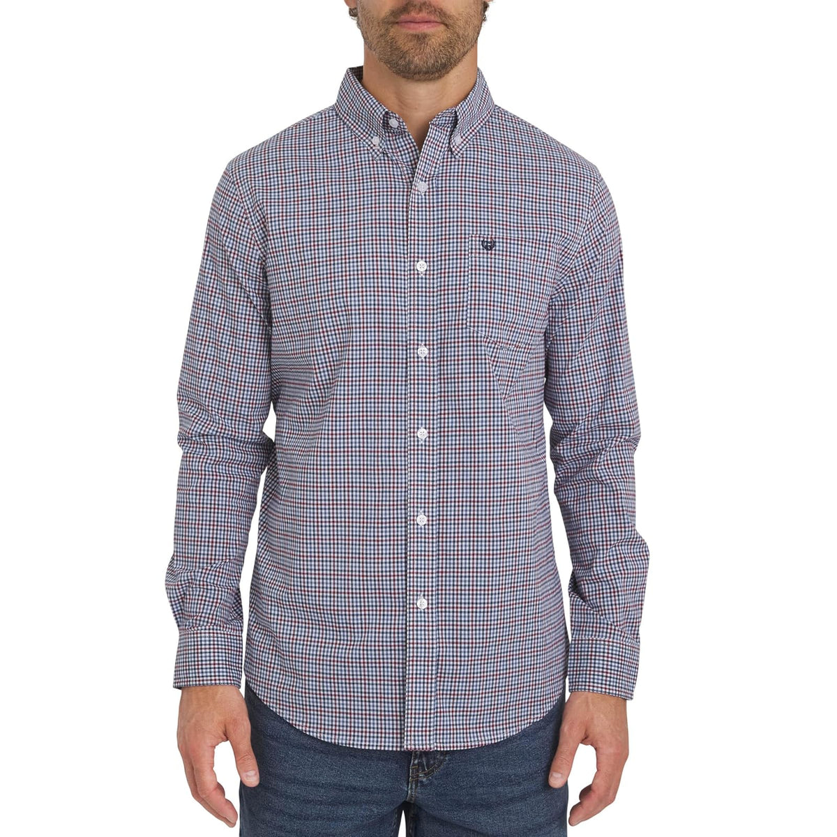 Chaps Camisa Casual de Popelina para Hombre, Manga Larga - CH - Estelar